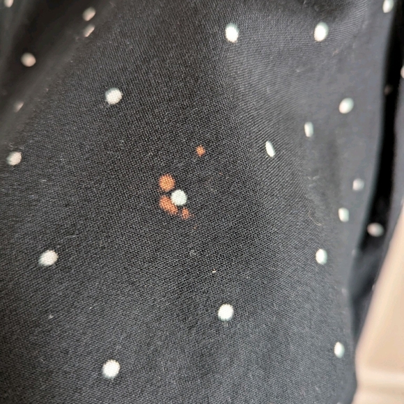 Blue Rain Black Polka Dot Dress Womens Sz Large Front Tie Vneck Cottagecore - Picture 7 of 9